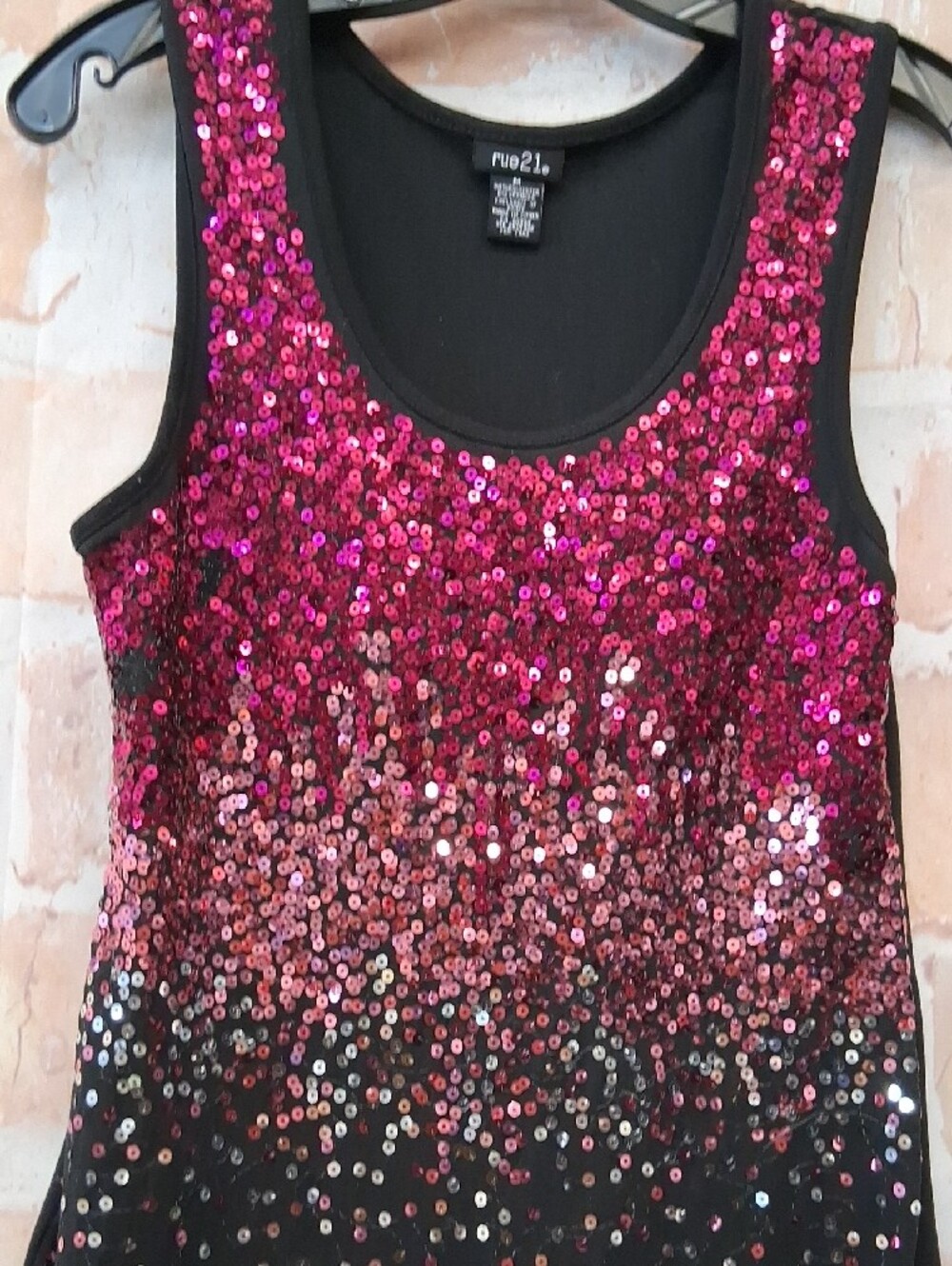 Rue21 Black Tank with Fuchsia Sequin Ombre - Picture 3 of 7